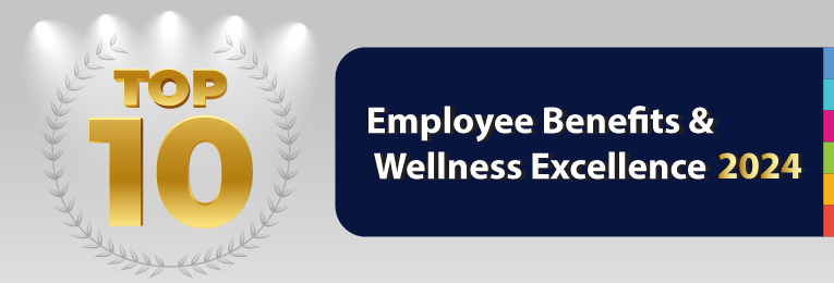 TOP 10 Benefits & Wellness Excellence" displayed on a banner.